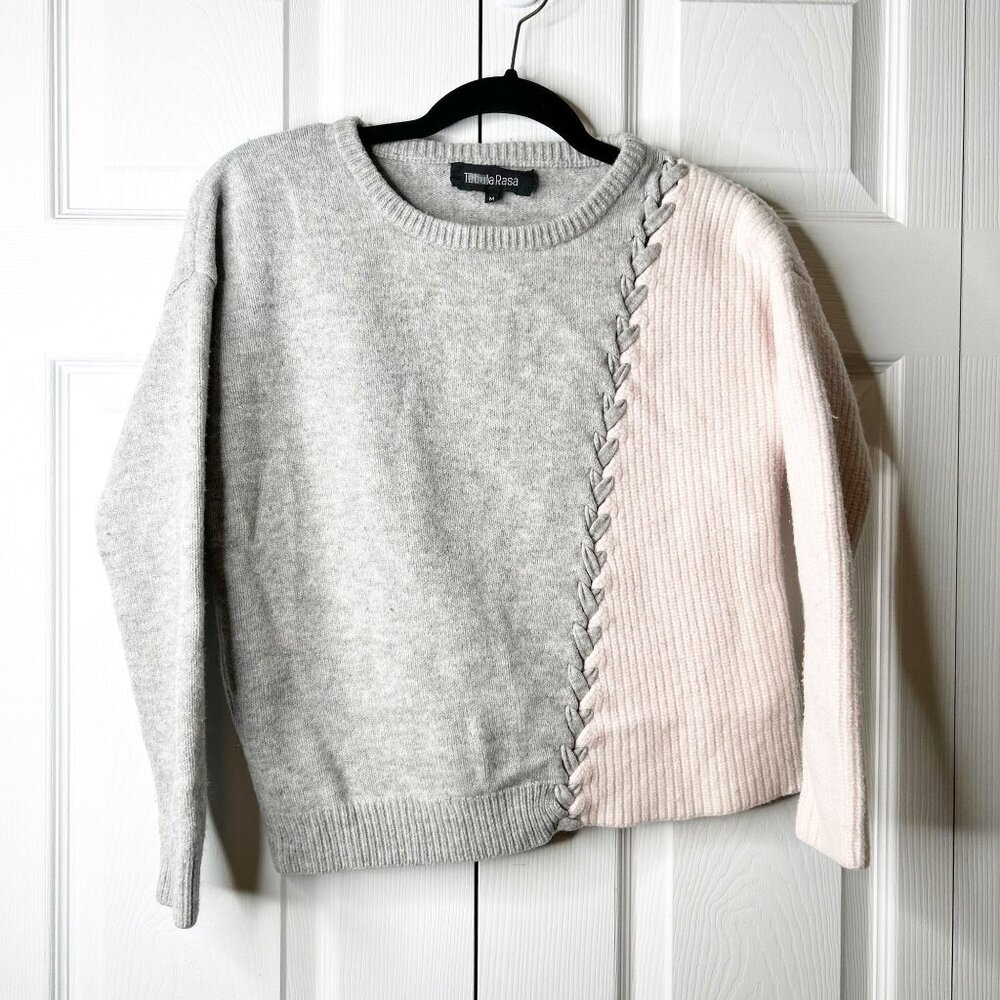 Tabula Rasa Dante Grey Pink Knit Long Sleeve Sweater Women's Size Medium M